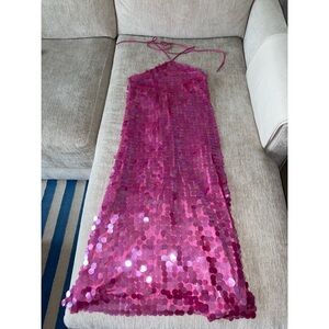 Saks Potts Polly Sequin Halter Neck Midi Dress